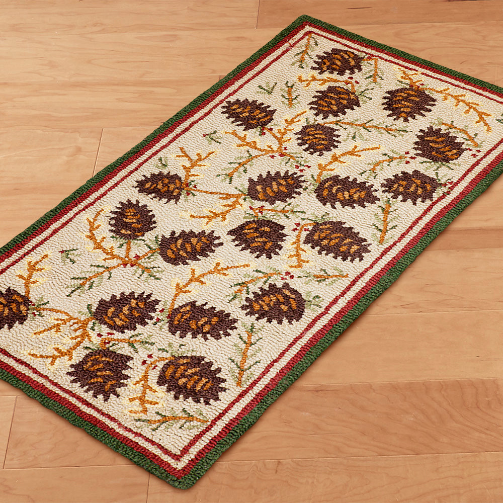 Chandler 4 Corners 2' x 4' Hooked Rug, Northwoods Pinecones