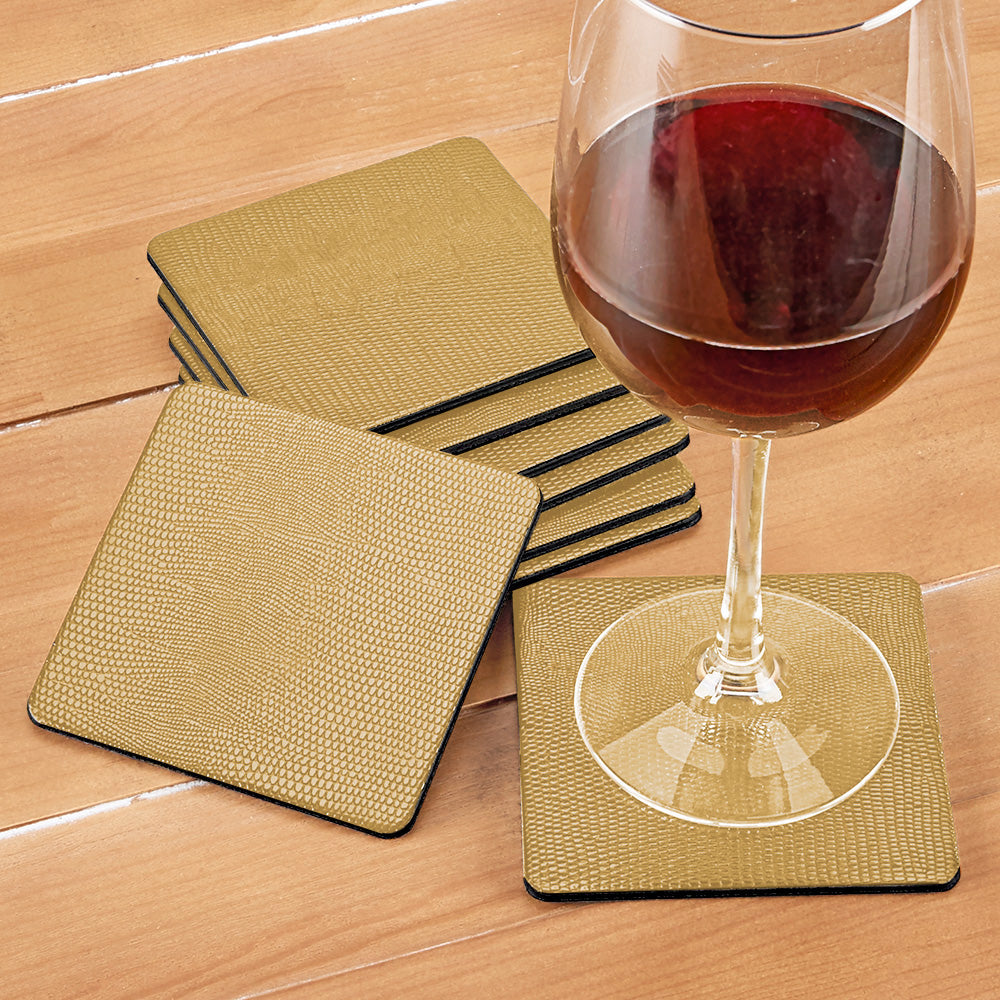 Caspari Lizard Felt-Backed Coaster Set
