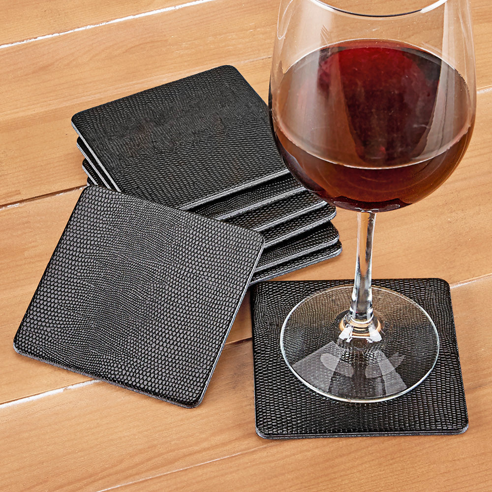 Caspari Lizard Felt-Backed Coaster Set
