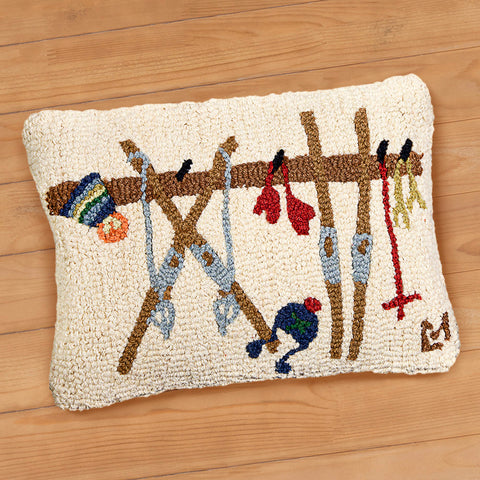 Chandler 4 Corners 14" x 20" Hooked Pillow, Ski Rack