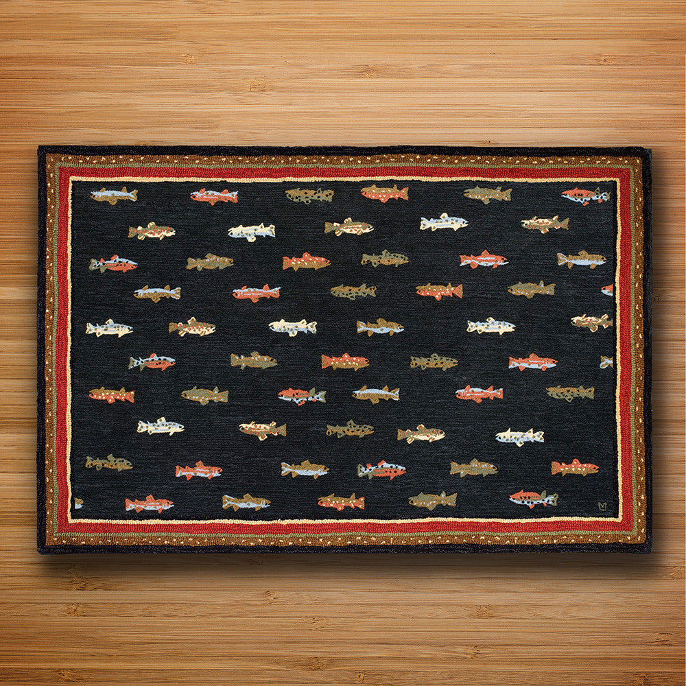 Chandler 4 Corners 6' x 9' Hooked Rug, River Fish