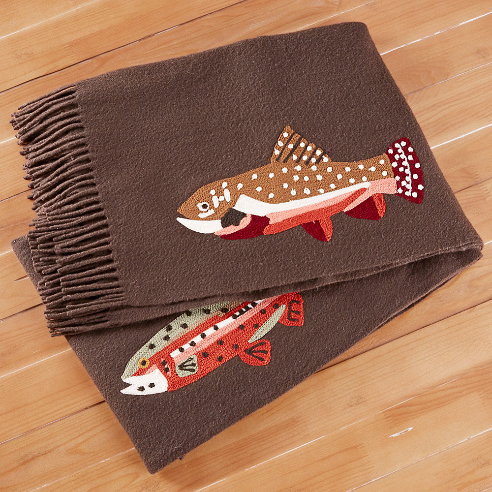 Chandler 4 Corners 52" x 70" Wool Throw, River Fish