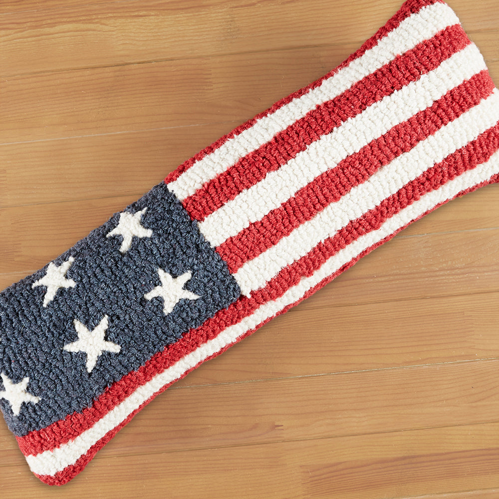 Chandler 4 Corners 8" x 24" Hooked Pillow, Stars and Stripes