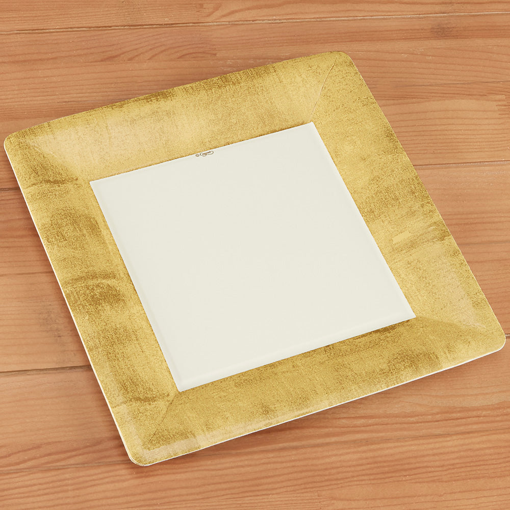 Caspari Square Paper Plates - Gold Leaf