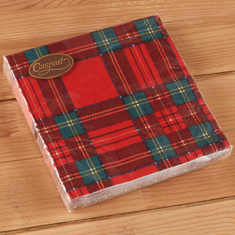Caspari Paper Napkins & Guest Towels - Royal Plaid