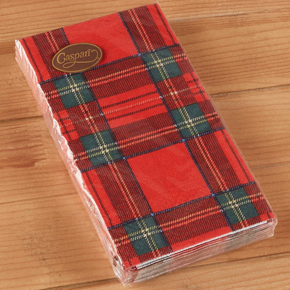Caspari Paper Napkins & Guest Towels - Royal Plaid