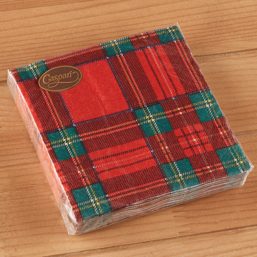 Caspari Paper Napkins & Guest Towels - Royal Plaid