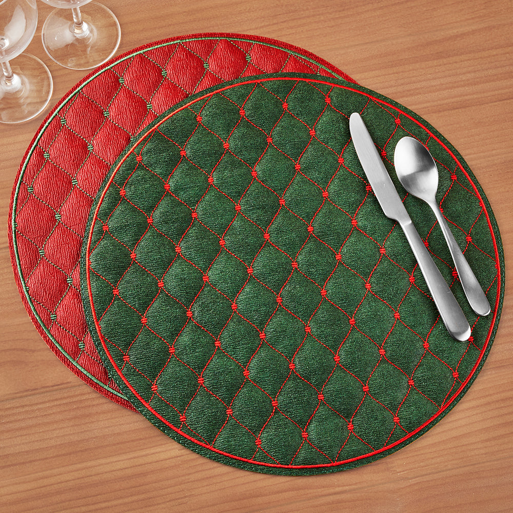 Bodrum Quilted Diamonds Round Vinyl Placemat