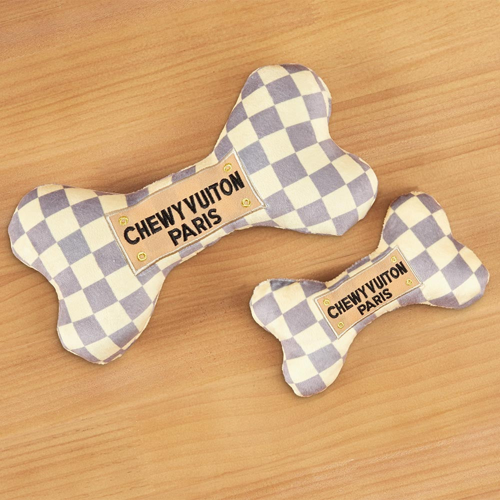 Chewy Vuiton Checkered Bone Dog Toy