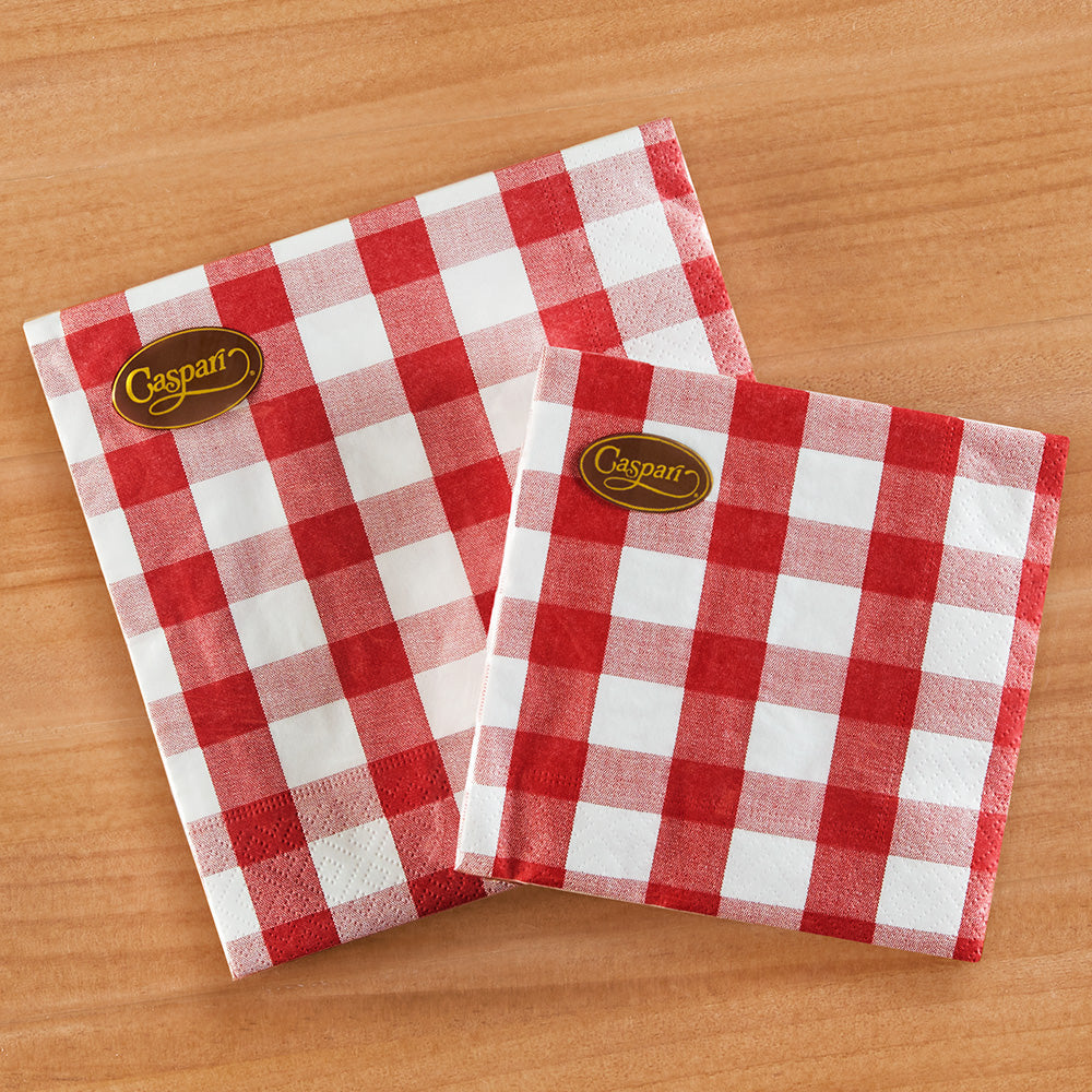 Caspari Paper Napkins, Gingham in Red