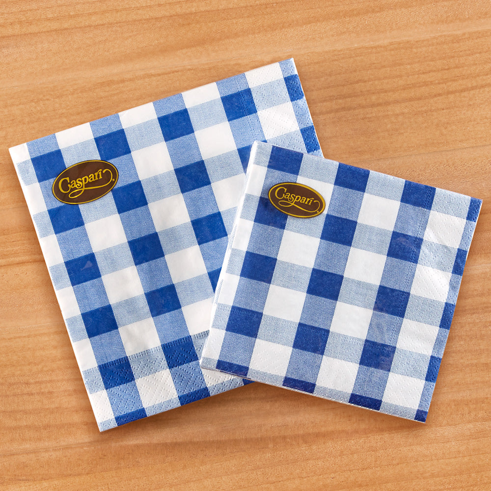Caspari Paper Napkins, Gingham in Blue