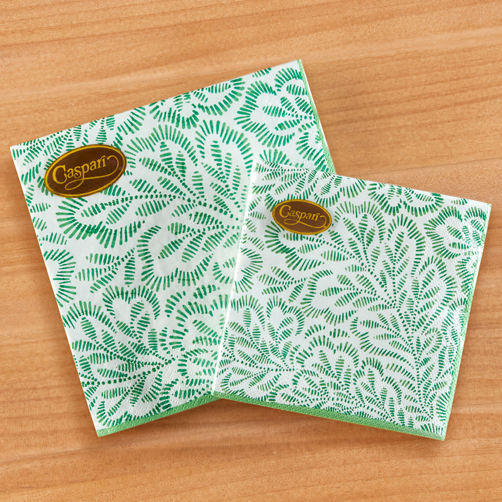 Caspari Paper Napkins & Guest Towels, Block Print Leaves