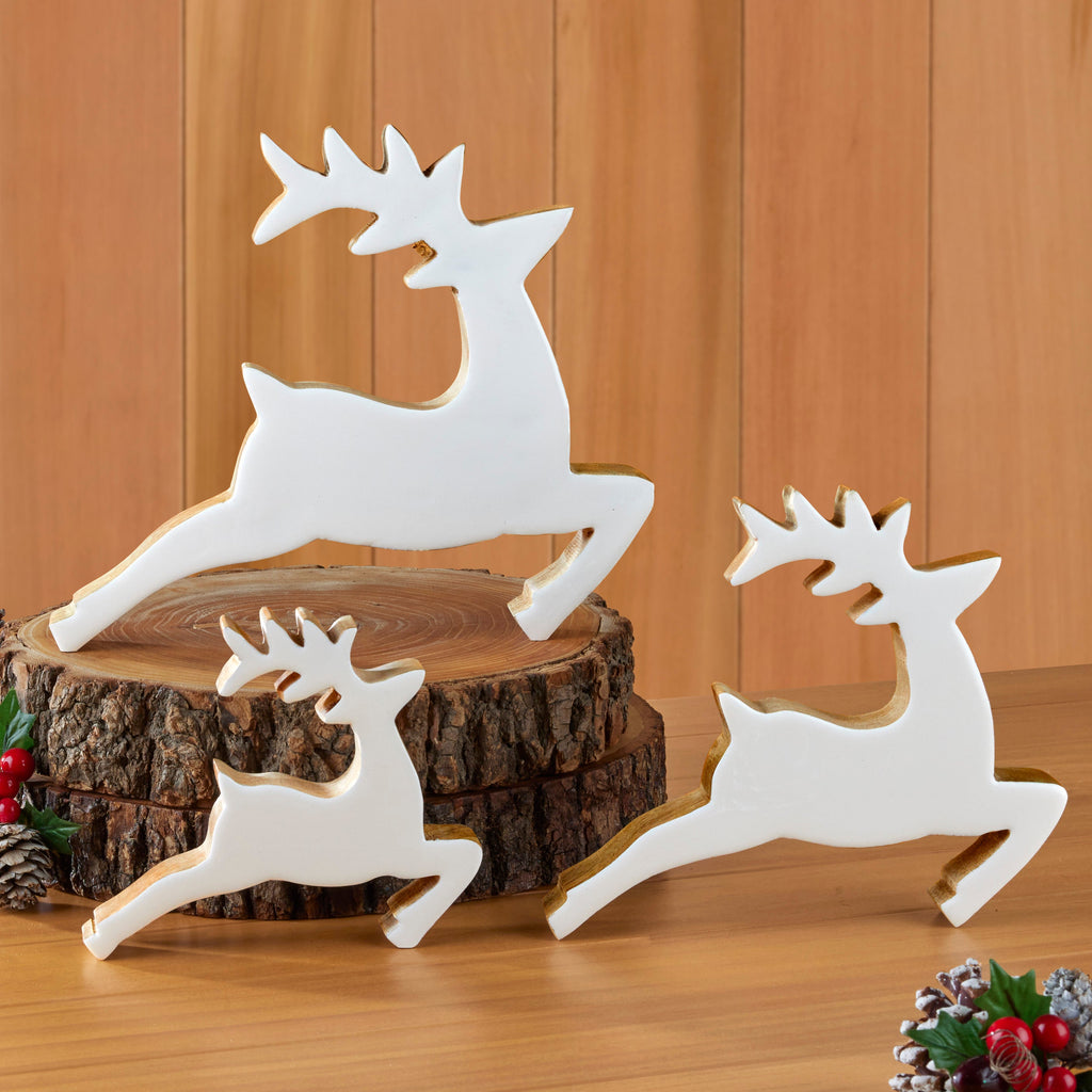 Enameled Mango Wood Prancing Reindeer