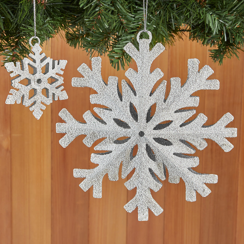 White Metal Snowflake Ornament - 3" and 8"