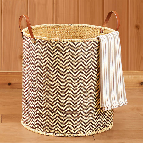 Woven Palm Leaf Laundry Basket