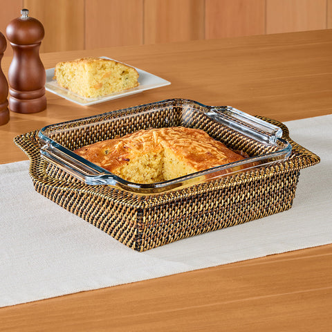Calaisio Woven Casserole Holder with 2 qt. Baker, Square