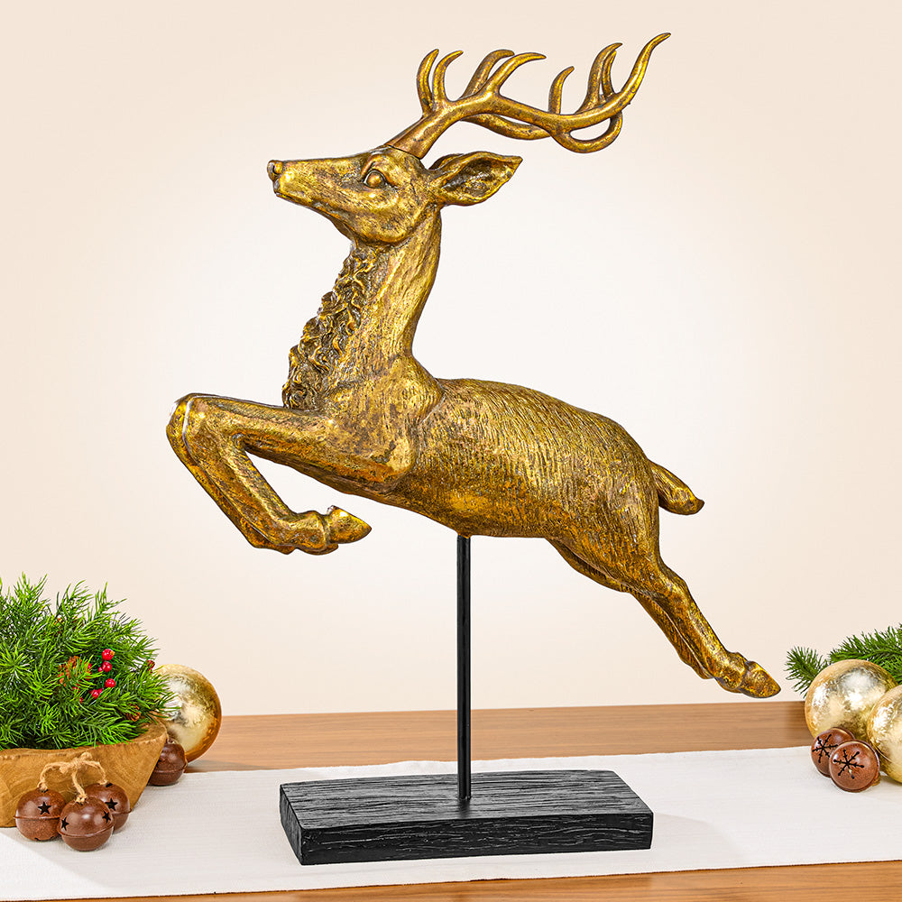 Flying Reindeer Figurine on Stand