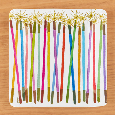 Caspari Square Paper Plates, Party Candles