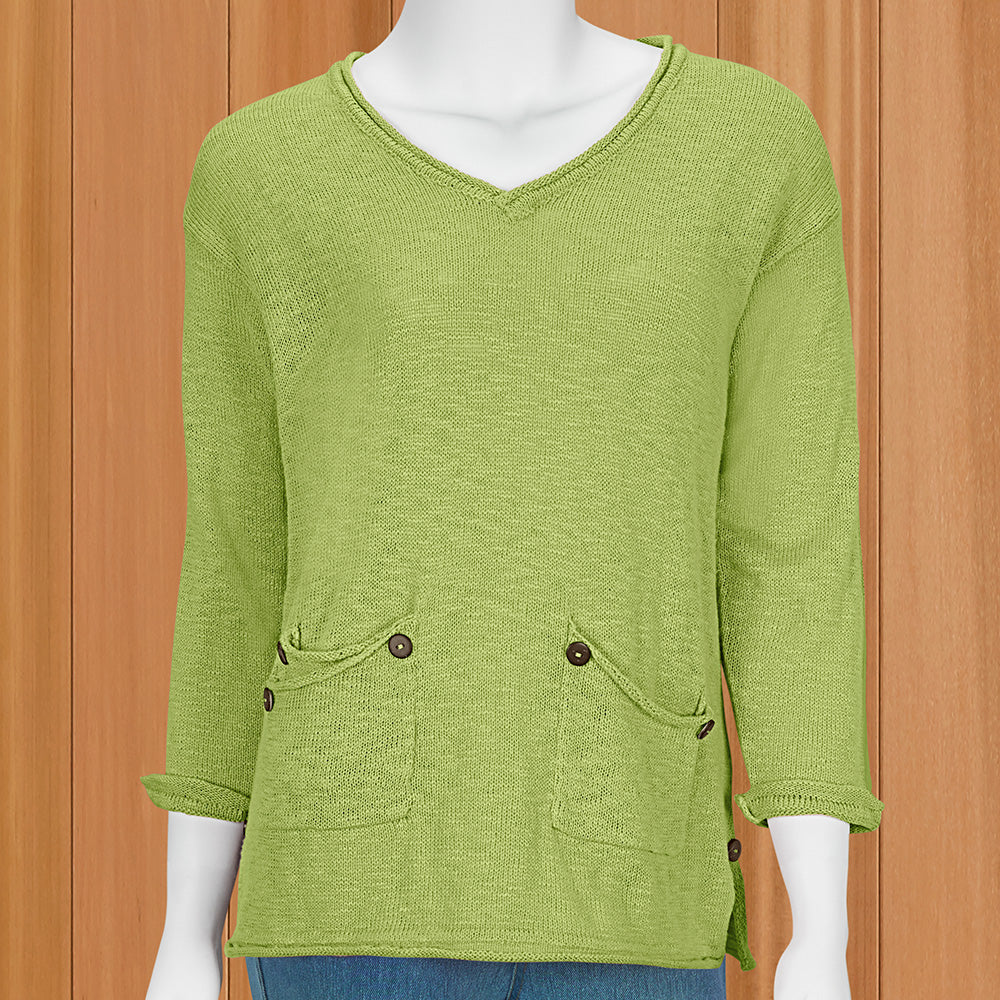 LuLu-B Women's Lightweight Sweater with Patch Pockets