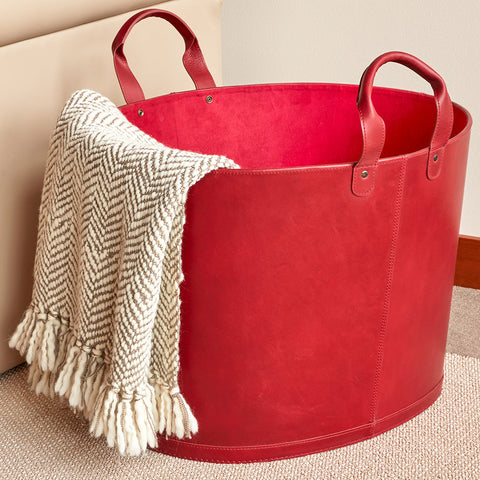 Global Views Oversized Leather Storage Basket