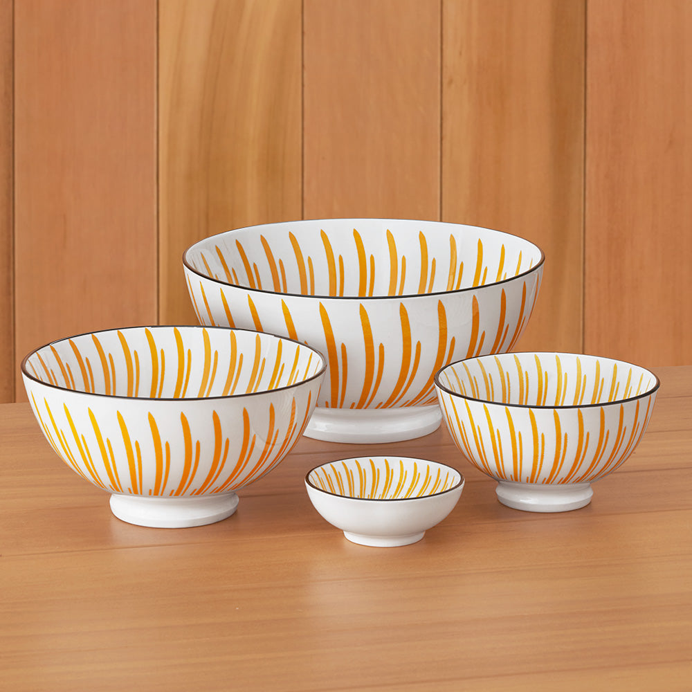 Torre & Tagus Kiri Porcelain Bowl, Yellow Sunburst