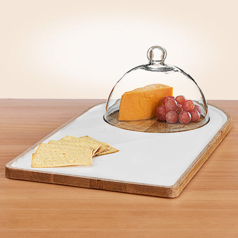 Be Home Madras Enameled Mango Serving Tray with Cloche