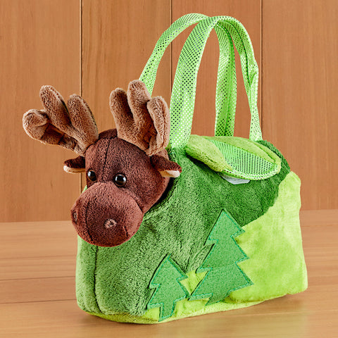 Stuffed Moose Plush Toy with Tote