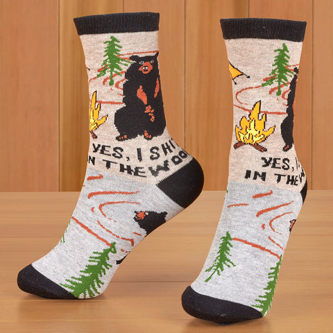 Women's and Men's Funny Crew Socks, Bear Needs