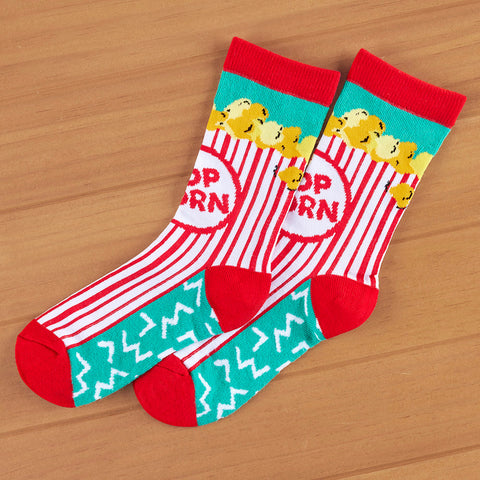 Kid's Fun Crew Socks, Pop Corn Box