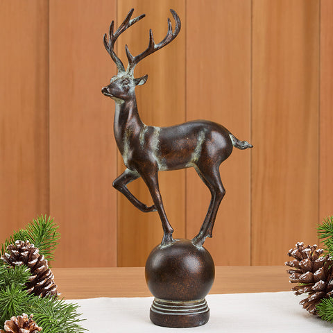 Antiqued Bronze Resin Reindeer Figurine
