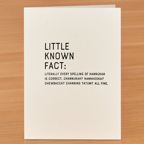 Sapling Press Hanukkah Card, Spelling Fact