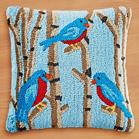 Chandler 4 Corners 18" Hooked Pillow, Birds of a Feather