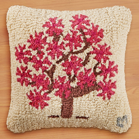 Chandler 4 Corners 14" Hooked Pillow, Cherry Blossoms Tree