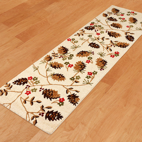 Chandler 4 Corners 30" x 8' Hooked Runner, Pinecones & Flowers