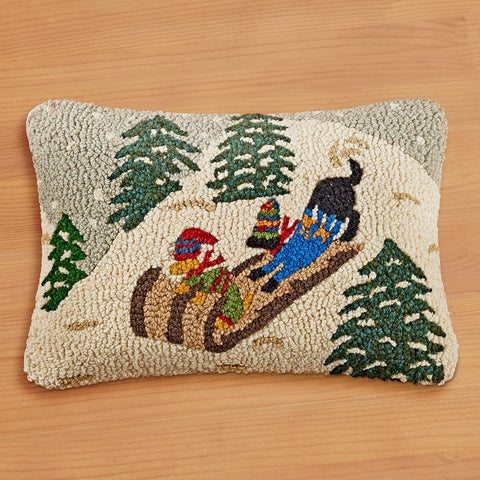 Chandler 4 Corners 20" x 14" Hooked Pillow, Downward Dogs
