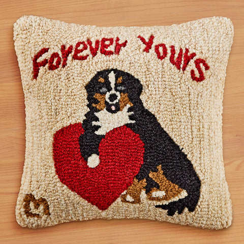 Chandler 4 Corners 14" Hooked Pillow, "Forever Yours"