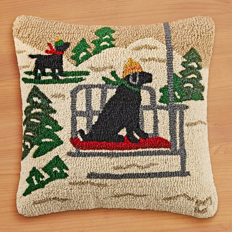 Chandler 4 Corners 18" Hooked Pillow, Lab on Lift