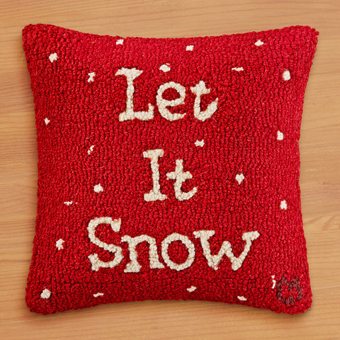 Chandler 4 Corners 14" Hooked Pillow, "Let It Snow"