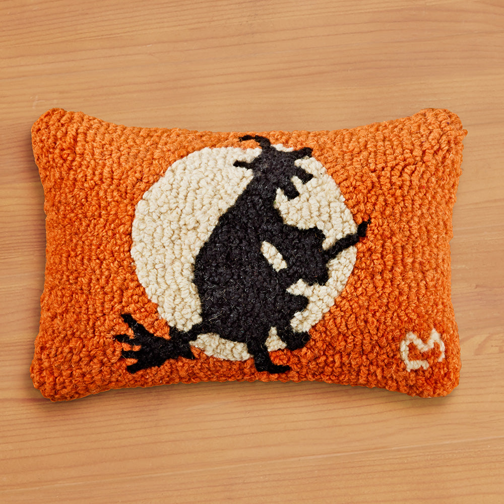 Chandler 4 Corners 12" x 8" Hooked Pillow, Moon Witch