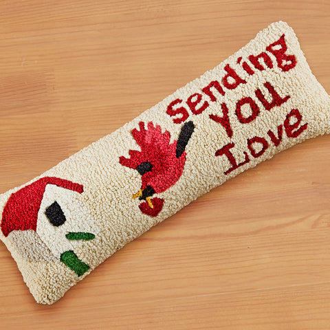 Chandler 4 Corners 24" x 8" Hooked Pillow, "Sending You Love"