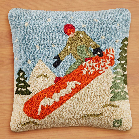 Chandler 4 Corners 18" Hooked Pillow, Snowboard