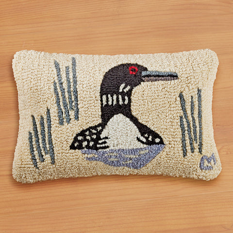 Chandler 4 Corners 18" x 12" Hooked Pillow, Summer Loon