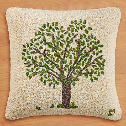 Chandler 4 Corners 22" Hooked Pillow, Summer Tree