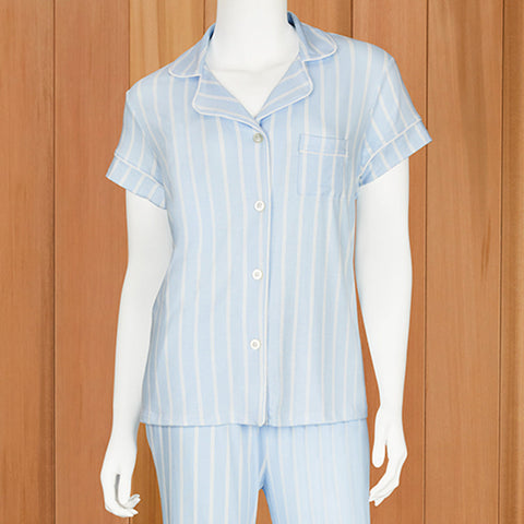 The Cat's Pajamas Women's Pima Knit Capri Pajama Set, Heritage Stripe