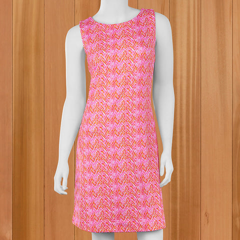 LuLu-B Women's Sleeveless Sun Protection Dress, Pink Chevron