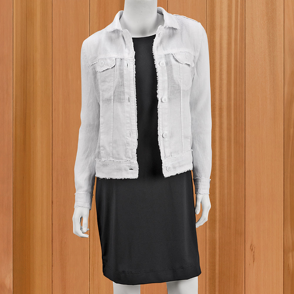 Lulu-B Women's Frayed Linen Jacket, White