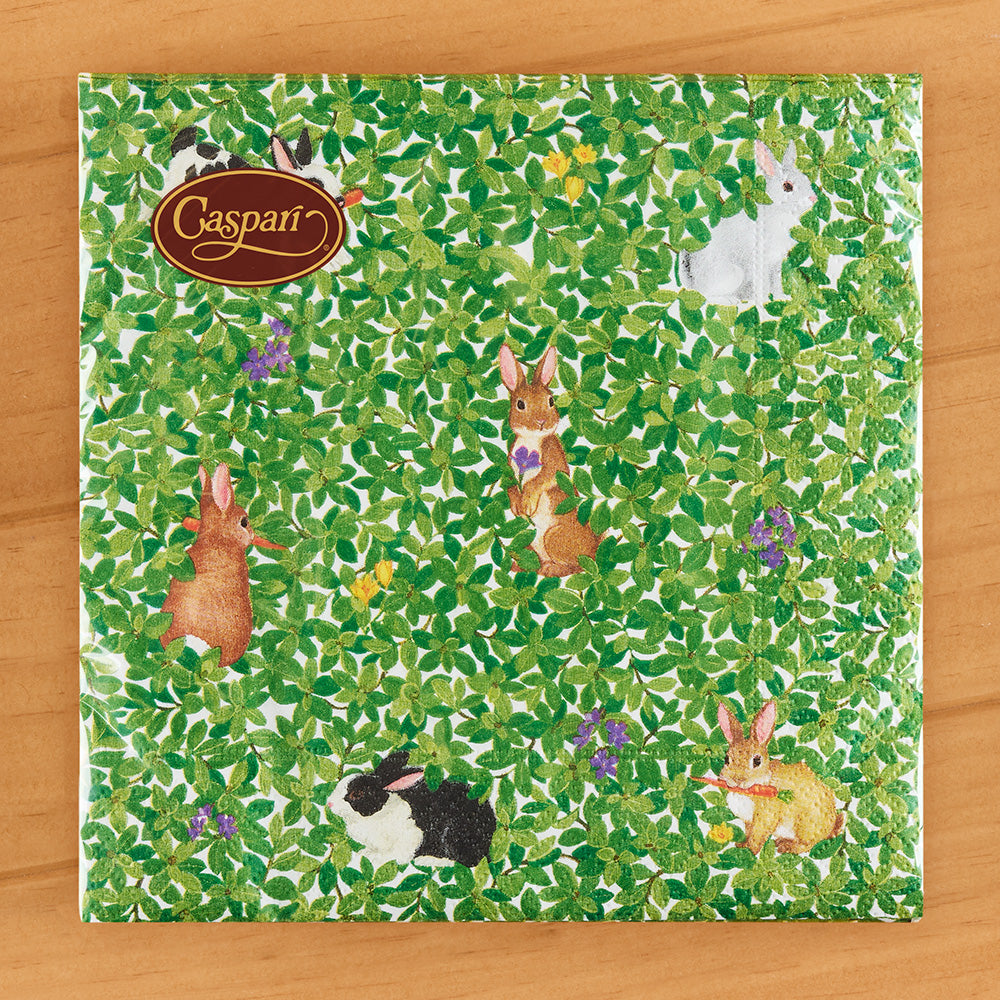 Caspari Easter Paper Napkins & Guest Towels, Bunnies and Boxwood