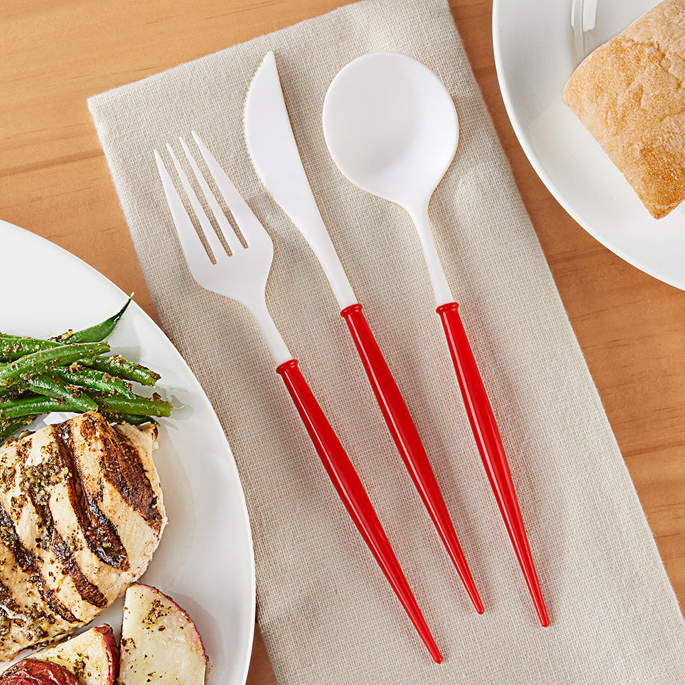 Sophistiplate Bella Plastic Cutlery, Red