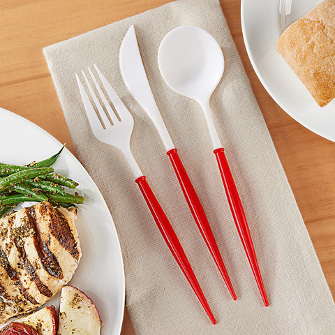 Sophistiplate Bella Plastic Cutlery, Red