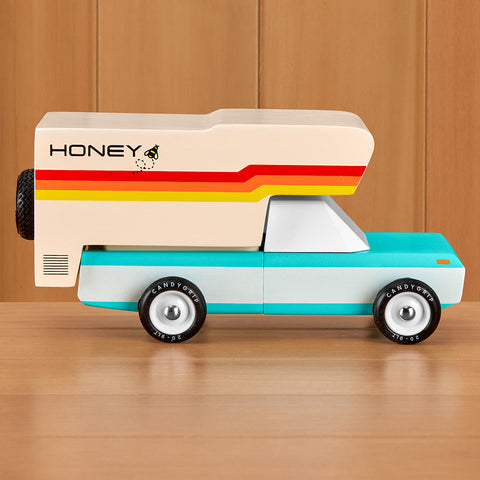 CANDYCAR® Longhorn Wooden Toy Pickup Truck and Honeybee Camper